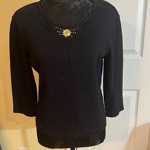 Elegant Black Women's Top with Gold Accent